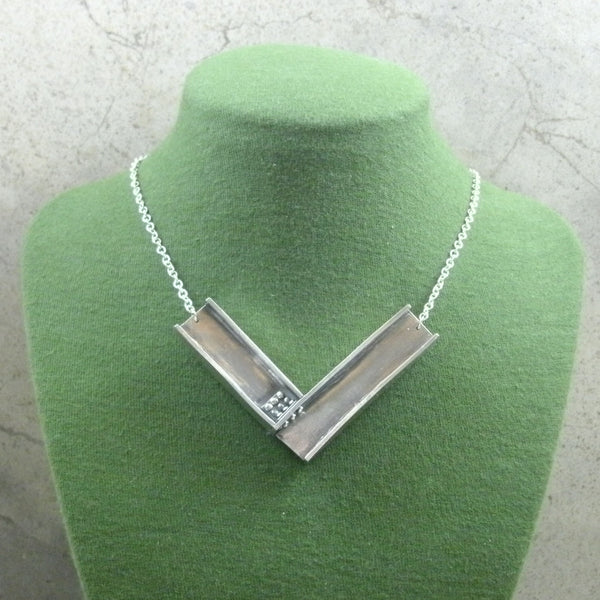 I-Beam Necklace in Sterling & Fine Silver - PartsbyNC Industrial Jewelry