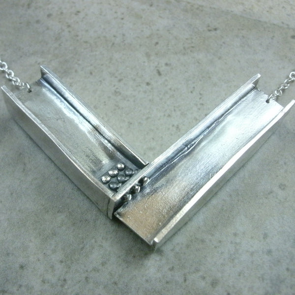 I-Beam Necklace in Sterling & Fine Silver - PartsbyNC Industrial Jewelry