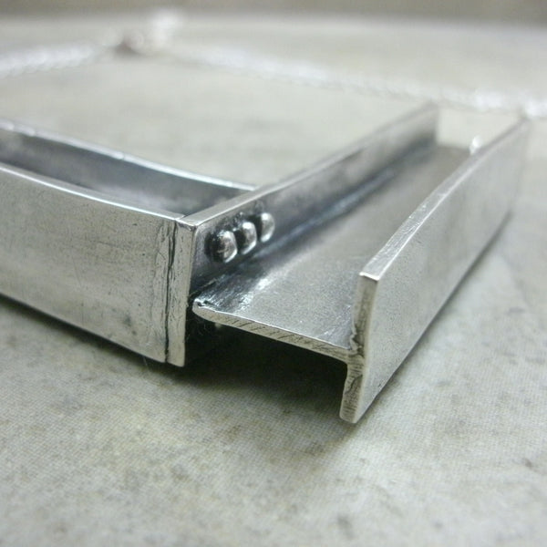 I-Beam Necklace in Sterling & Fine Silver - PartsbyNC Industrial Jewelry