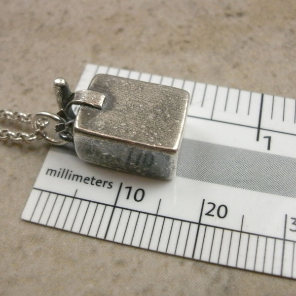 Blasting Box Pendant in Fine Silver - PartsbyNC Industrial Jewelry