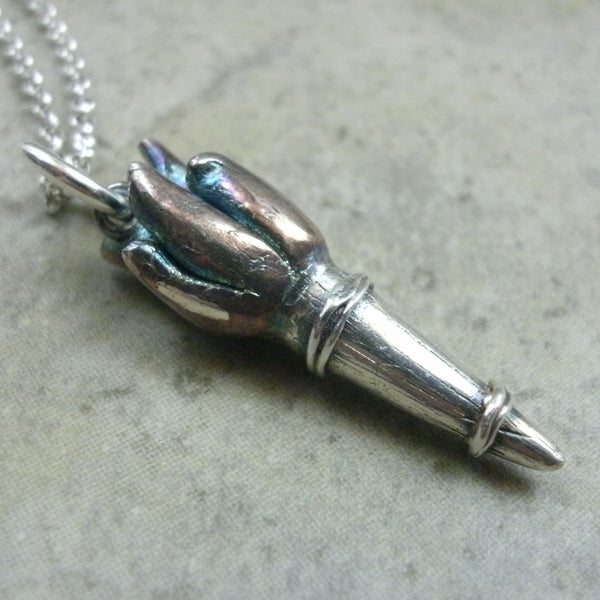 Torch Pendant in Fine Silver - PartsbyNC Industrial Jewelry