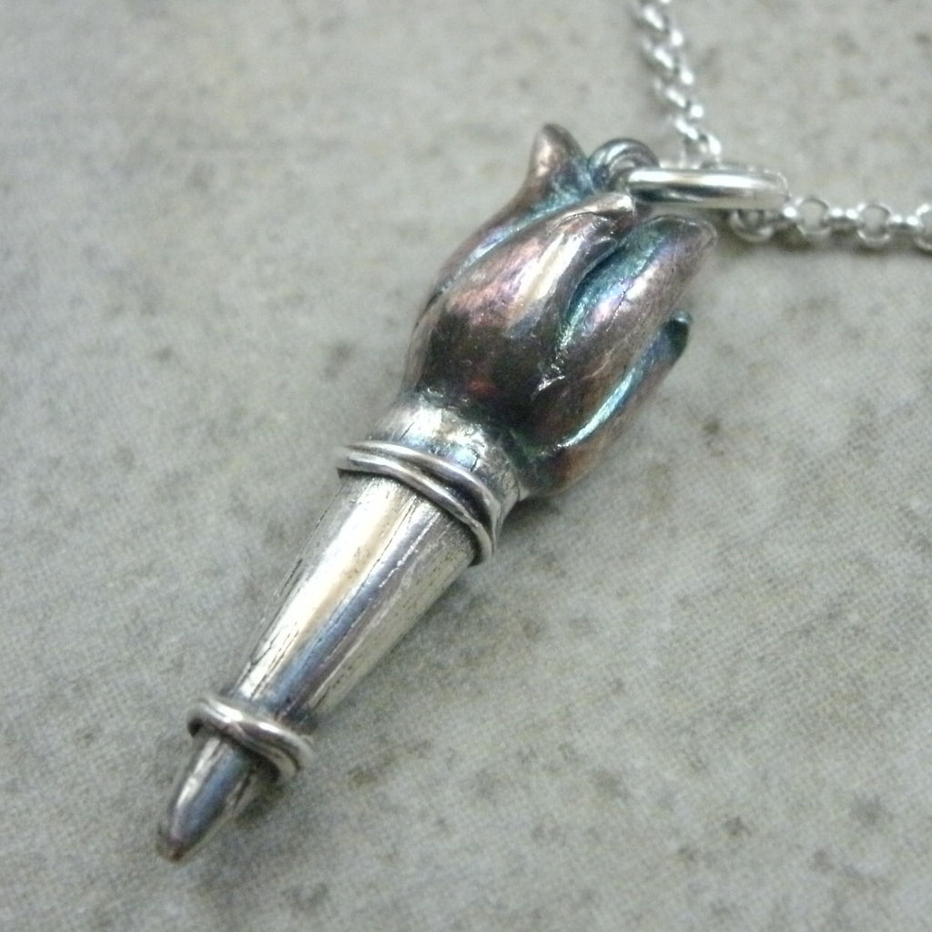 Torch Pendant in Fine Silver - PartsbyNC Industrial Jewelry