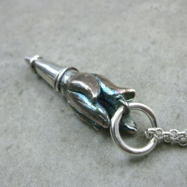 Torch Pendant in Fine Silver - PartsbyNC Industrial Jewelry