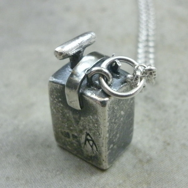 Blasting Box Pendant in Fine Silver - PartsbyNC Industrial Jewelry
