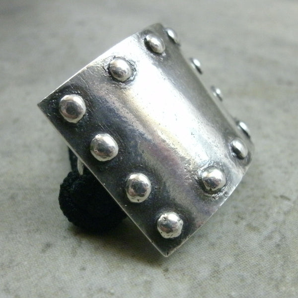 Signature Riveted Plate Ponytail Holder in Fine Silver - PartsbyNC Industrial Jewelry