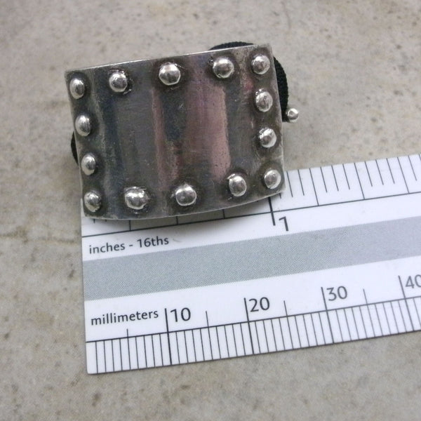Signature Riveted Plate Ponytail Holder in Fine Silver - PartsbyNC Industrial Jewelry
