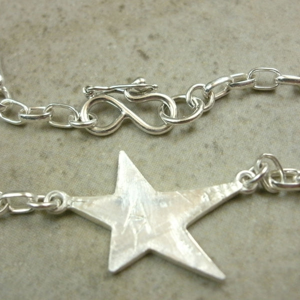 Enamel Star Anklet in Sterling & Fine Silver - PartsbyNC Industrial Jewelry