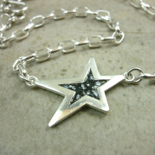 Enamel Star Anklet in Sterling & Fine Silver - PartsbyNC Industrial Jewelry