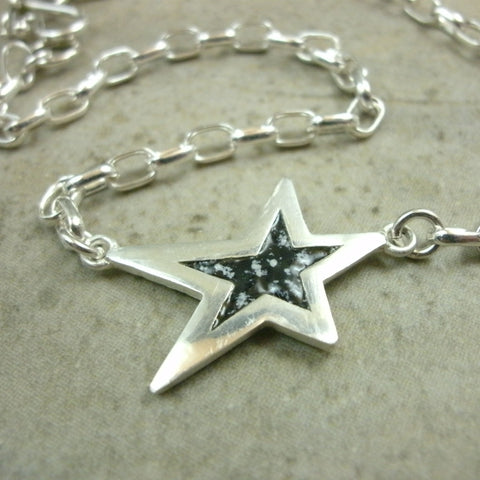 Enamel Star Anklet in Sterling & Fine Silver - PartsbyNC Industrial Jewelry