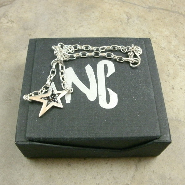 Enamel Star Anklet in Sterling & Fine Silver - PartsbyNC Industrial Jewelry