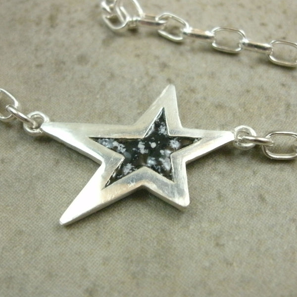 Enamel Star Anklet in Sterling & Fine Silver - PartsbyNC Industrial Jewelry