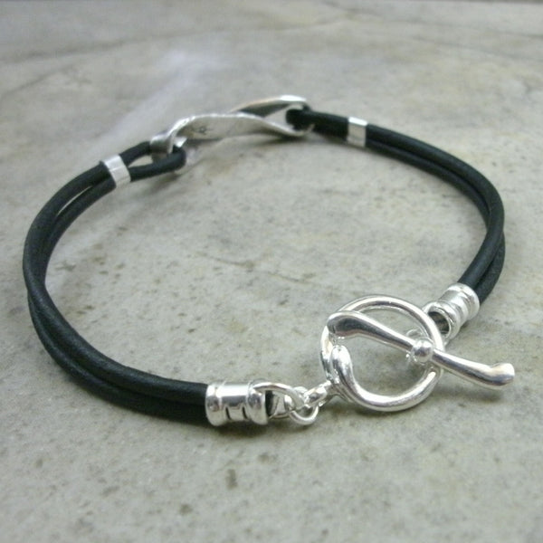 Infinity Symbol Möbius Strip Bracelet in Leather & Sterling Silver - PartsbyNC Industrial Jewelry