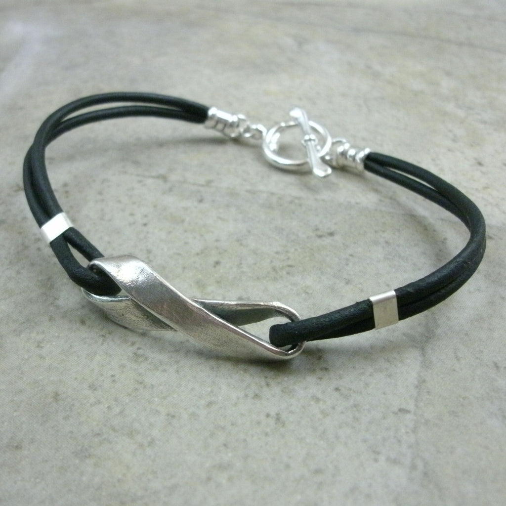 Infinity Symbol Möbius Strip Bracelet in Leather & Sterling Silver - PartsbyNC Industrial Jewelry
