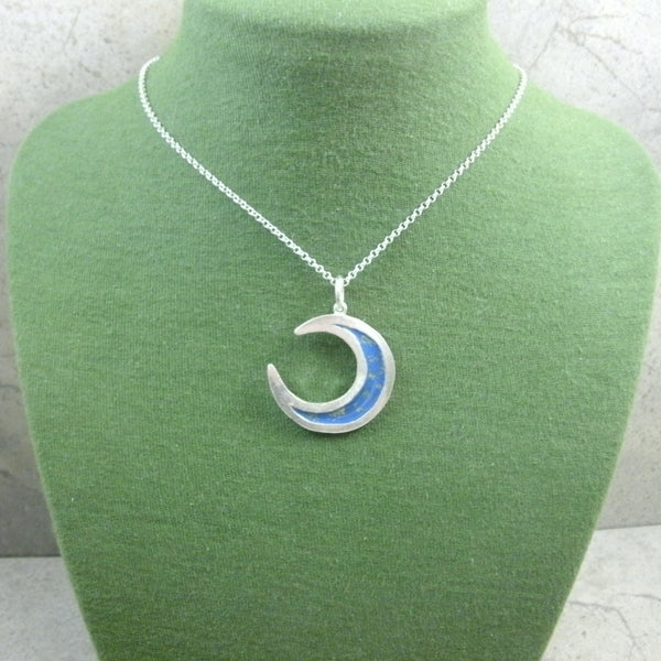 Crescent Moon Pendant in Fine Silver - PartsbyNC Industrial Jewelry