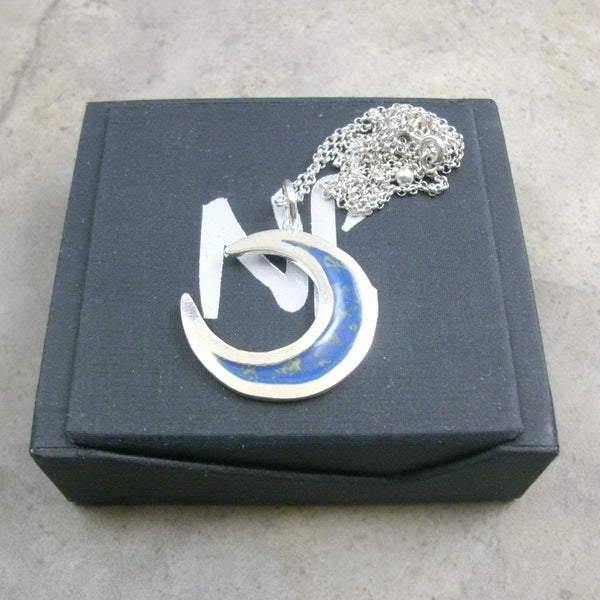 Crescent Moon Pendant in Fine Silver - PartsbyNC Industrial Jewelry