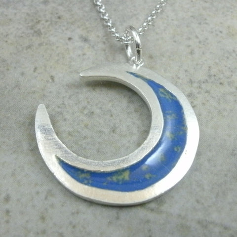 Crescent Moon Pendant in Fine Silver - PartsbyNC Industrial Jewelry