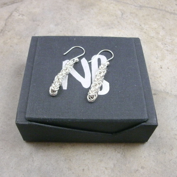 Byzantine Weave Chainmaille Earrings in Sterling Sillver - PartsbyNC Industrial Jewelry
