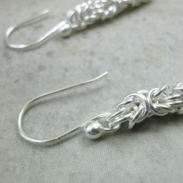 Byzantine Weave Chainmaille Earrings in Sterling Sillver - PartsbyNC Industrial Jewelry