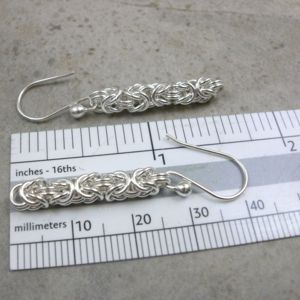 Byzantine Weave Chainmaille Earrings in Sterling Sillver - PartsbyNC Industrial Jewelry