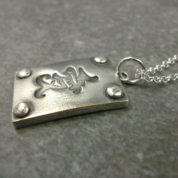 Kanji Pendant in Fine Silver (Medium) - PartsbyNC Industrial Jewelry
