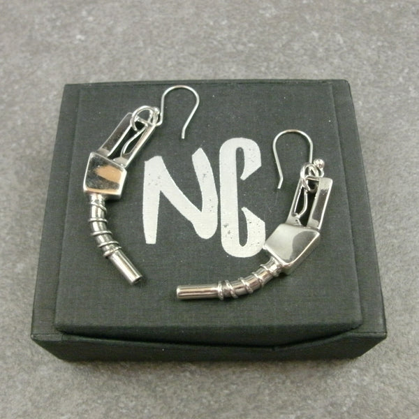 Gas Pump Earrings in Sterling Silver - PartsbyNC Industrial Jewelry
