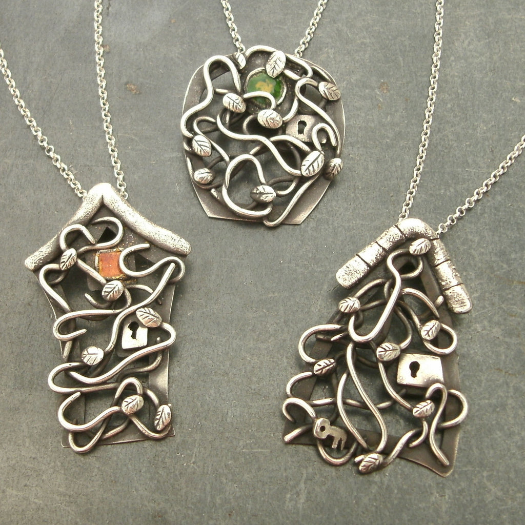 Fairy Garder Door Pendants in Fine Silver - PartsbyNC Industrial Jewelry