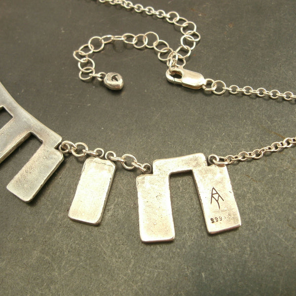 Stonehenge Necklace in Sterling & Fine Silver - PartsbyNC Industrial Jewelry
