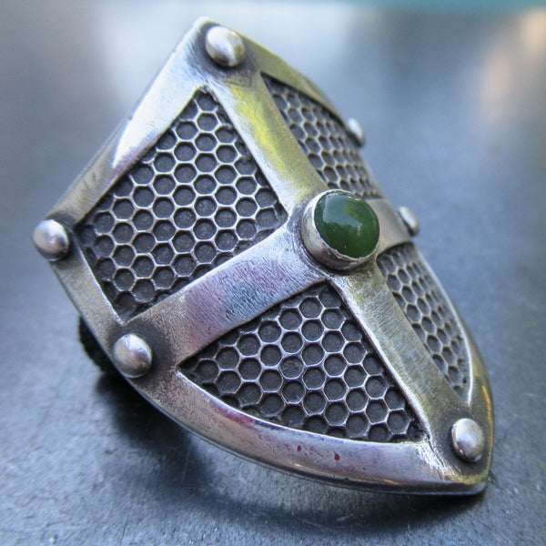 Shield with Grate Texture Ponytail Holder in Fine Silver - PartsbyNC Industrial Jewelry