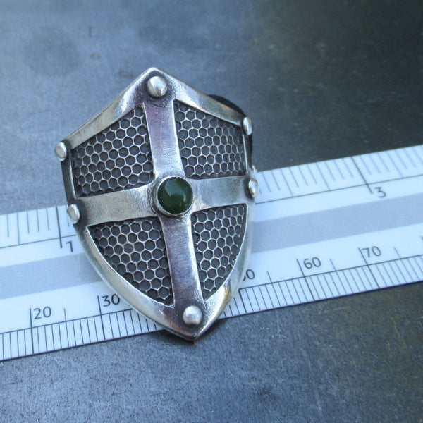 Shield with Grate Texture Ponytail Holder in Fine Silver - PartsbyNC Industrial Jewelry