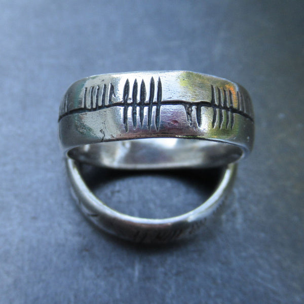 Custom Ogham Ring in Fine Silver and Diamonds - PartsbyNC Industrial Jewelry