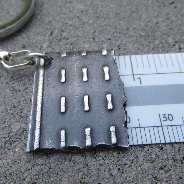 Key Chain Road Fragment in Sterling Silver - Own the Road - PartsbyNC Industrial Jewelry