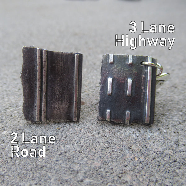 Large Road Fragment Pendant in Sterling Silver - Own the Road - PartsbyNC Industrial Jewelry