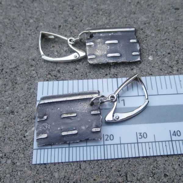 Road Fragment Earrings in Sterling Silver - Own the Road - PartsbyNC Industrial Jewelry