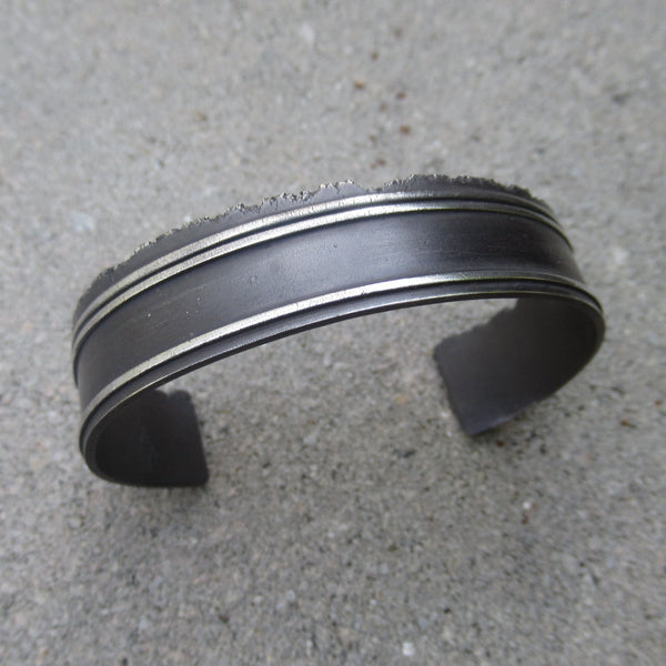 Road Fragment Cuff Bracelet in Sterling Silver - Own the Road - PartsbyNC Industrial Jewelry