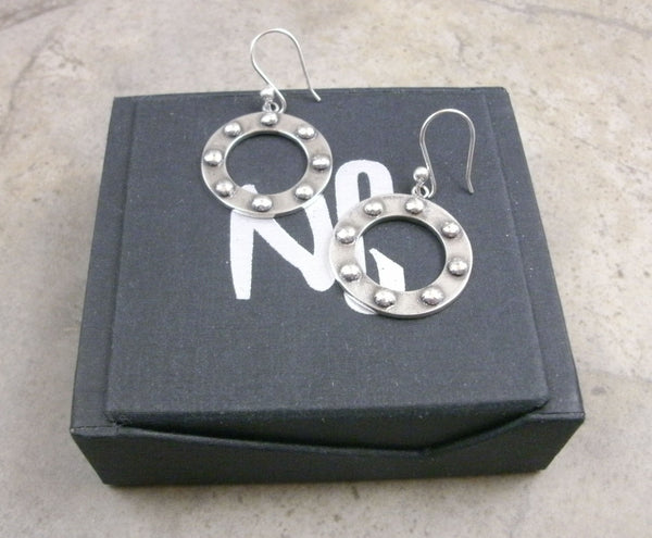 Port Hole Hoop Earrings in Fine Silver - PartsbyNC Industrial Jewelry