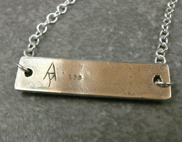 Bar with Rivets Necklace in Sterling & Fine Silver - PartsbyNC Industrial Jewelry