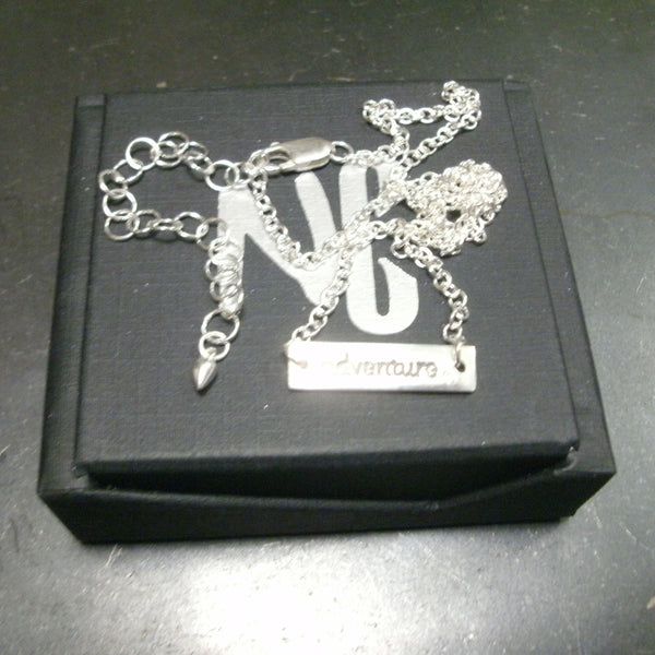 Word Necklace in Sterling & Fine Silver with Diamonds - PartsbyNC Industrial Jewelry
