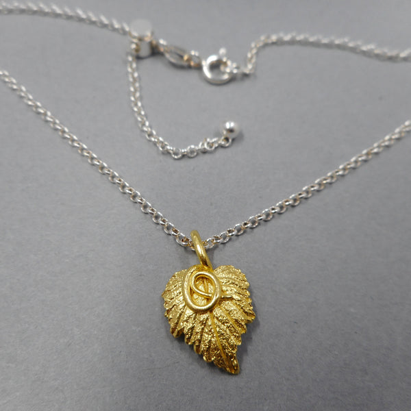 22k Gold Grape Leaf Pendant with Sterling Silver Chain from PartsbyNC