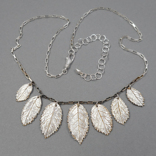 One of a Kind Rose Leaf Necklace in Sterling & Fine Silver from PartsbyNC