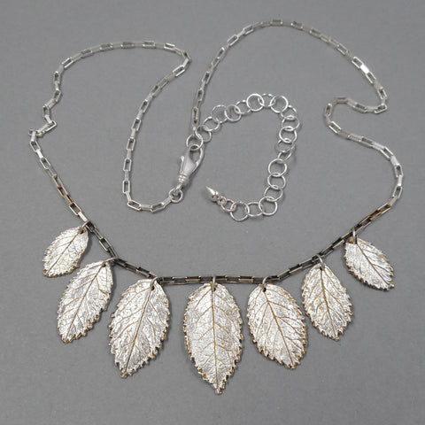 One of a Kind Rose Leaf Necklace in Sterling & Fine Silver from PartsbyNC