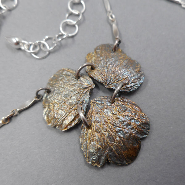 Fine Silver Necklace with Colorful Patina from PartsbyNC