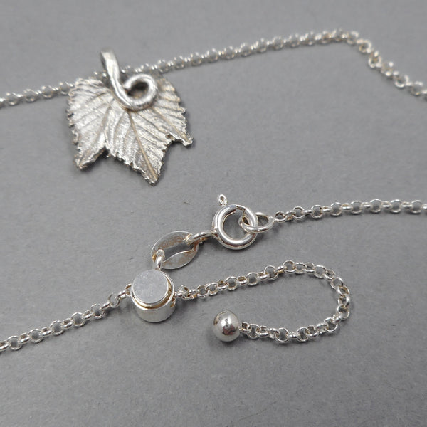 Fine Silver Leaf Pendant on Sterling Silver Chain from PartsbyNC