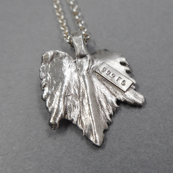 Fine Silver Botanical Leaf Pendant from PartsbyNC