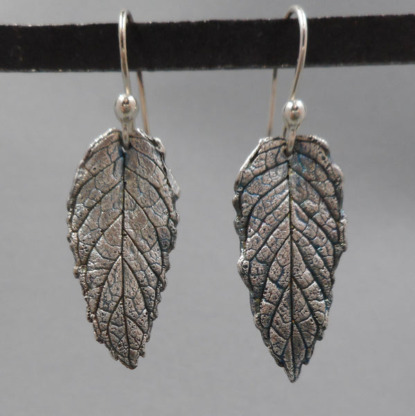 Fine Silver Mint Leaf Earrings from PartsbyNC