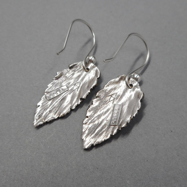 .999 Fine Silver Herb Leaf Earrings from PartsbyNC