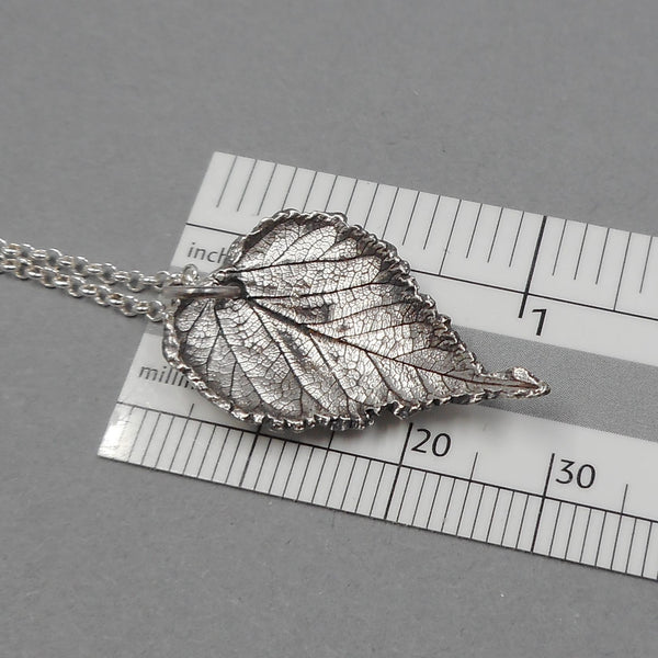 Heart Shaped Leaf Pendant in Fine Silver