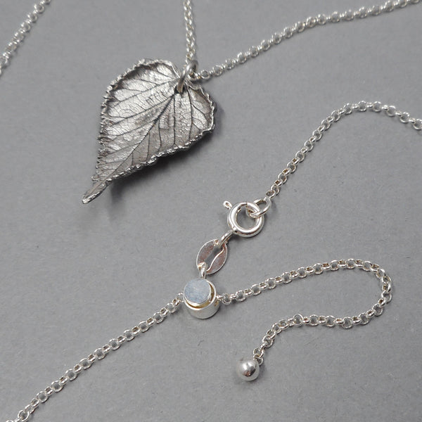 Heart Shaped Leaf Pendant in Fine Silver