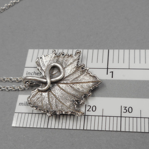 Size of Fine Silver Grape Leaf Pendant from PartsbyNC