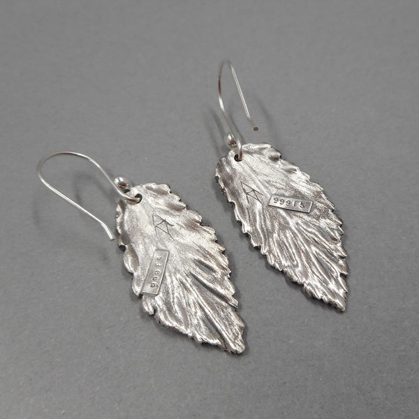 Unique .999 Fine Silver Mint Leaf Earrings from PartsbyNC