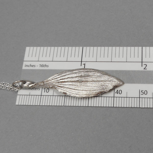 Peruvian Lily Leaf Pendant in Fine Silver